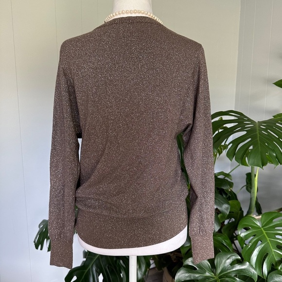 🛍️ Leo & Sage V-neck silver-Sparkle Brown sweater size XS excellent condition - Picture 2 of 6